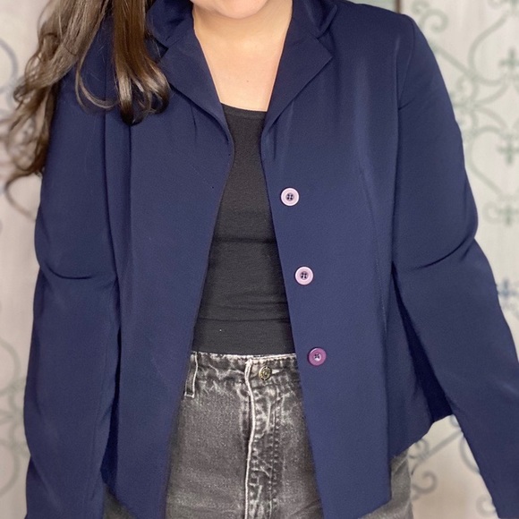 Vintage Navy Fitted Blazer Jacket by Paul Harris Design Size Small - Picture 2 of 4